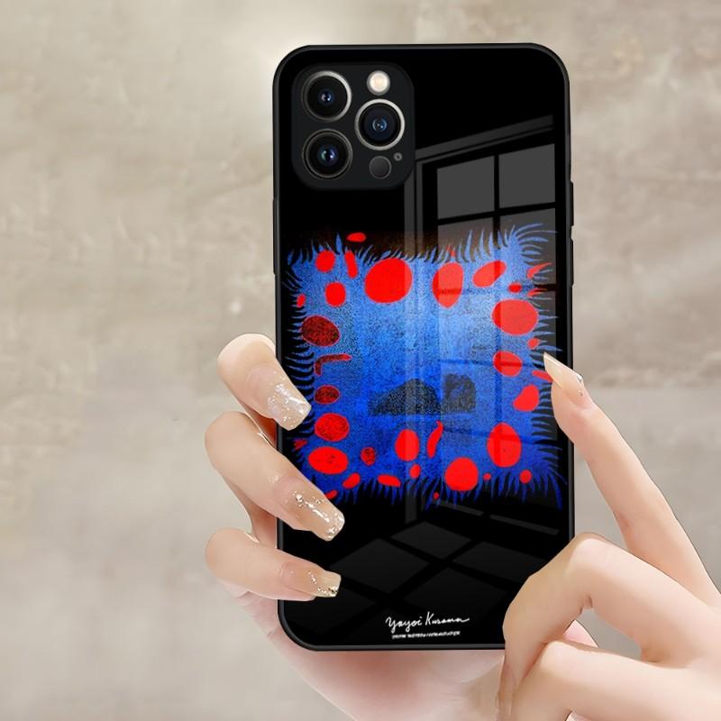 Art YAYOI KUSAMA Phone Case For Apple IPhone 14 Pro 12 11 13 Mini X XR XS Max 8 7 6 Plus SE 2020 Glass Design Back Cover