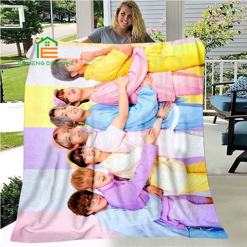 Kpop Hvězda Bangtan Flanelová deka Teplá deka pro domov, piknik, cestování, letadlo, kancelář a pro dospělé, děti 5 velikostí