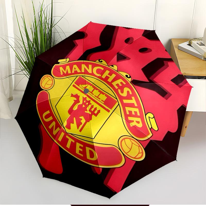Football United F.C Print Automatic Open Close Umbrella, Portable Foldable Umbrella, for Outdoor Commute Camping Trip, Ideal Birthday Gift