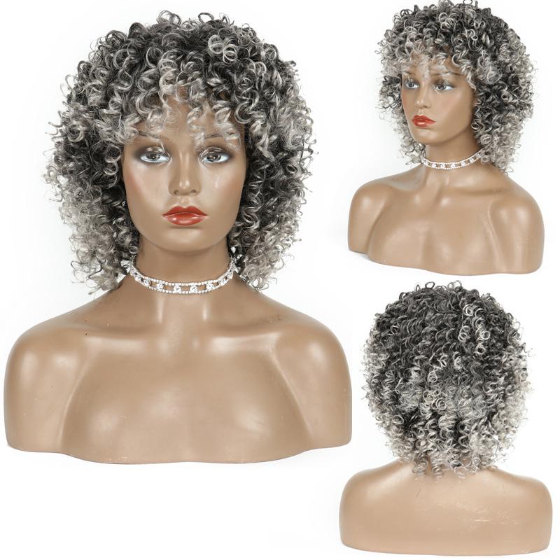 LISI HAIR Wigs European and American Fashion African Small Curly Ladies Wigs Headgear Afro