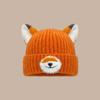 Cappello in Maglia Arancione a Volpe con Orecchie da Cartone Animato per Calore Invernale e Stile Casual