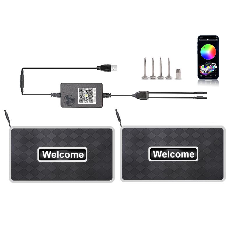 4/2 in 1 Car Floor Mats Ambient Light App Wireless Control Symphony 213 Colors LED Neon Interior Accessories