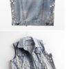 2025 Spring/Summer Women's Distressed Denim Vest with Heavy Beaded Floral Design