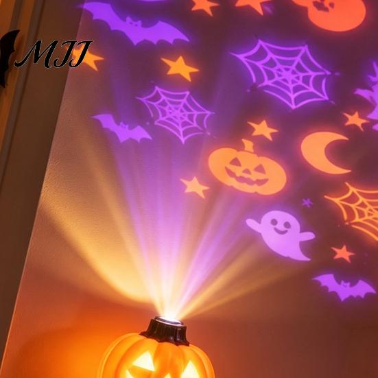 Halloween Decor Lamp USB Pumpkin Projector Lamp, Flexible Gooseneck Night with 8 LED Projection Films, Ambient for Bedroom Ceiling Decoration