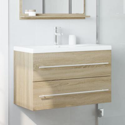 Washbasin Cabinet with Rustic Wood Look 80 X 38.5 X 48 Cm