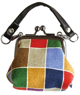 Maeda Senko Goshiki Coin Checkered Dark Hanpu-do "KYOTO JAPAN" 1.8-square Purse, Five-color Pattern,