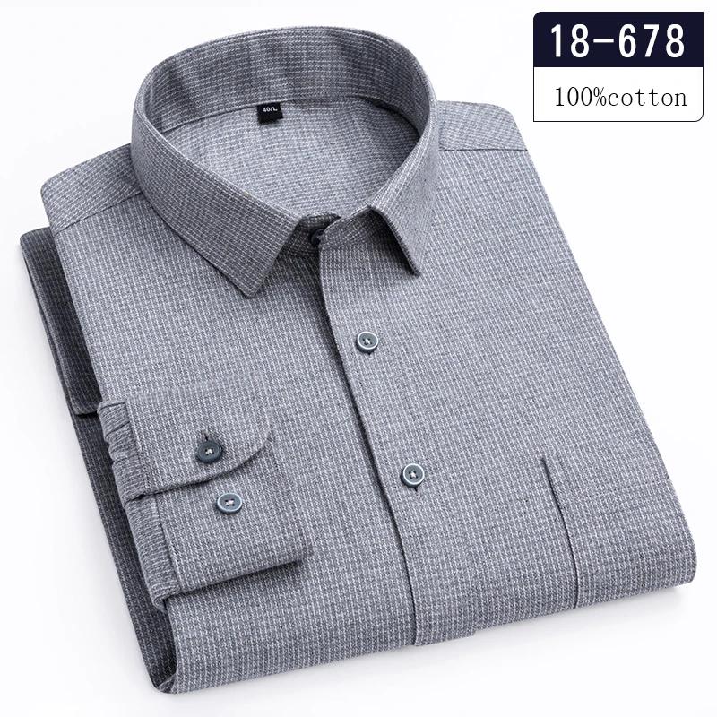 Luxury High-quality100%cotton Houndstooth Full Shirts for Men Slim Fit Casual Shirt Long-sleeve Plaid Soft Designer Clothes Ropa