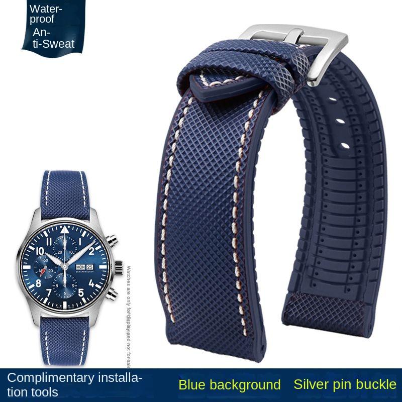 

20 мм 22 мм 23 мм 24 мм Нейлоновый ремешок для часов с водонепроницаемой резиновой нижней частью для Longines IWC Pilot Mark 18 Seiko Omega Series 22mm