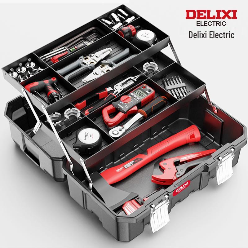 Delixi Industrial-Grade Toolbox: Multifunctional Folding Hardware and Electrician Storage Set Other