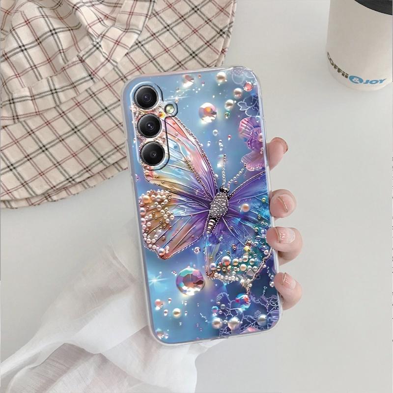 

Мягкий прозрачный силиконовый чехол Butterfly Marble для Xiaomi Redmi Note 13 14T 15 Samsung A55 A35 S24 iPhone Huawei Honor Camera Защитный противоударный чехол Samsung Galaxy S24 FE