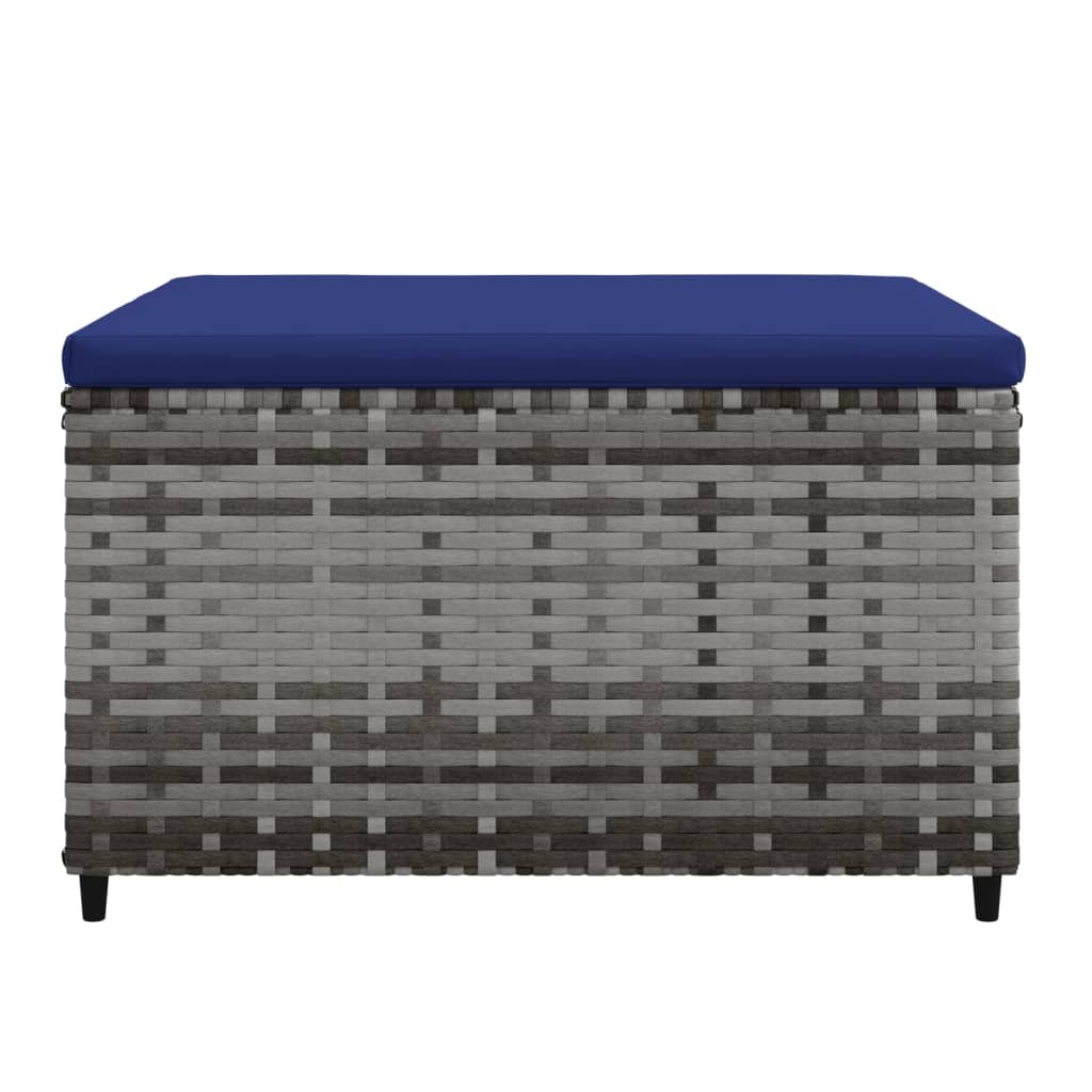 Garden Footstool with Cushions 2 pcs Grey Poly Rattan