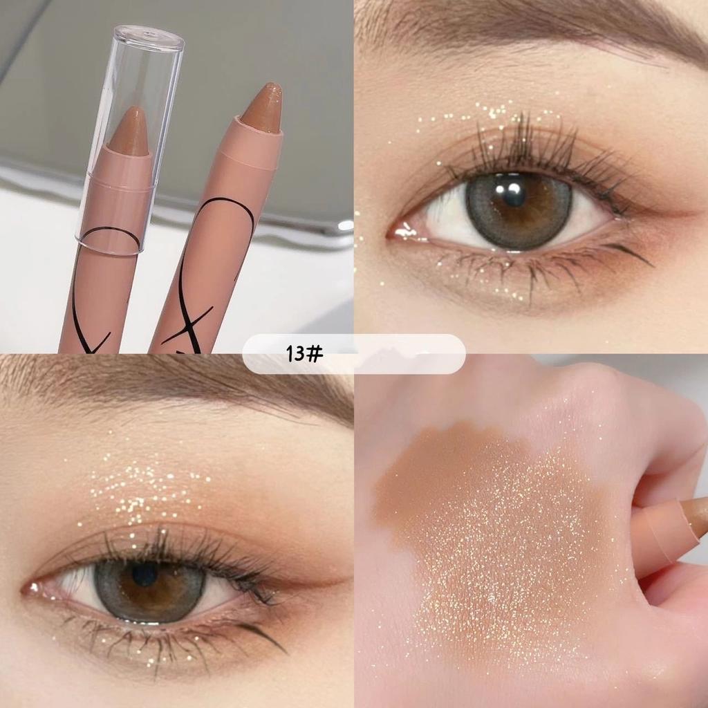Pärlögonskuggspenna Liggande Silkesmask Highlighterpenna Matt Ögonmakeup Pärlhögblank Uppljusande Glittrig Ögonskuggspenna