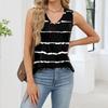 Women Loose Fit V Neck Pleated Striped Sleeveless Tank Top Casual Lightweight Pullover Blouse for Summer Daily Wear