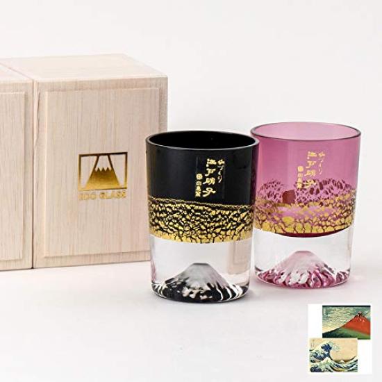 

Fuji Glass by Tajima Gold Leaf Fuji Chilled Sake Cherry Blossom x Pair Set of Edo Glass Kiriko Cut Perfect for or a 60th Perfect as a gift for Perfect