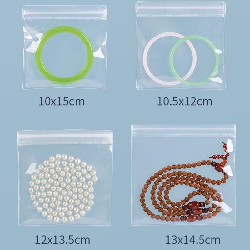 10/100pcs Clear EVA Zipper Bags Resealable Jewelry Pouches Anti Tarnish Storage for Bracelets Necklaces Beads