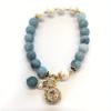 Natural Aquamarine Bracelet, a Stylish And Elegant Design for Women, Featuring a Unique Chinese-Style Accessory with a Bag Charm