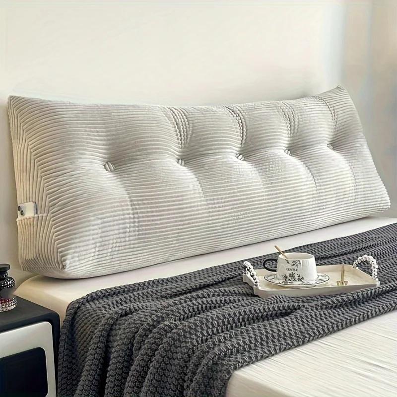 Pillow for Bed Reading, Striped Back Rest Cushion with Zipper, Lumbar Support Pillow for Sofa Sitting, Washable Headboard Pillow