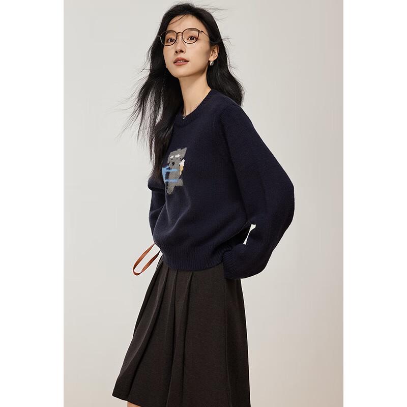 VICTORIA&VERA Women's Puppy Jacquard Knit Sweater