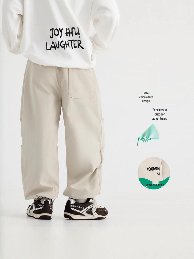 Autumn Trendy Boys' Casual Outdoor Workwear Sweatpants - Loose Straight-Leg, Comfortable Children's Pants