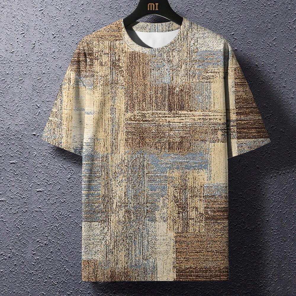 

Ретро мужские футболки с клетчатым принтом Футболки в стиле пэчворк О-образный вырез Блузка с коротким рукавом Топы свободного покроя Мужские модные футболки в стиле Харадзюку 6XL