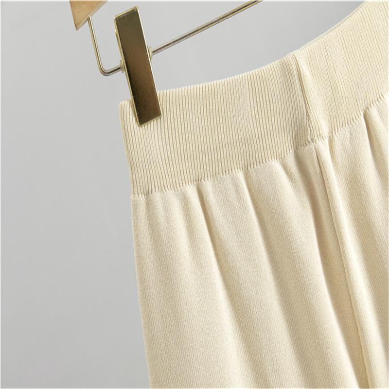 Autumn And Winter Knitted Wide Leg Pants Two Piece Suit Short Style Small Fragrance Fashionable Casual Suit For Women