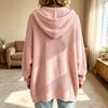 Women's Color Hooded Knit Cardigan with Buttons for Casual Daily Wear