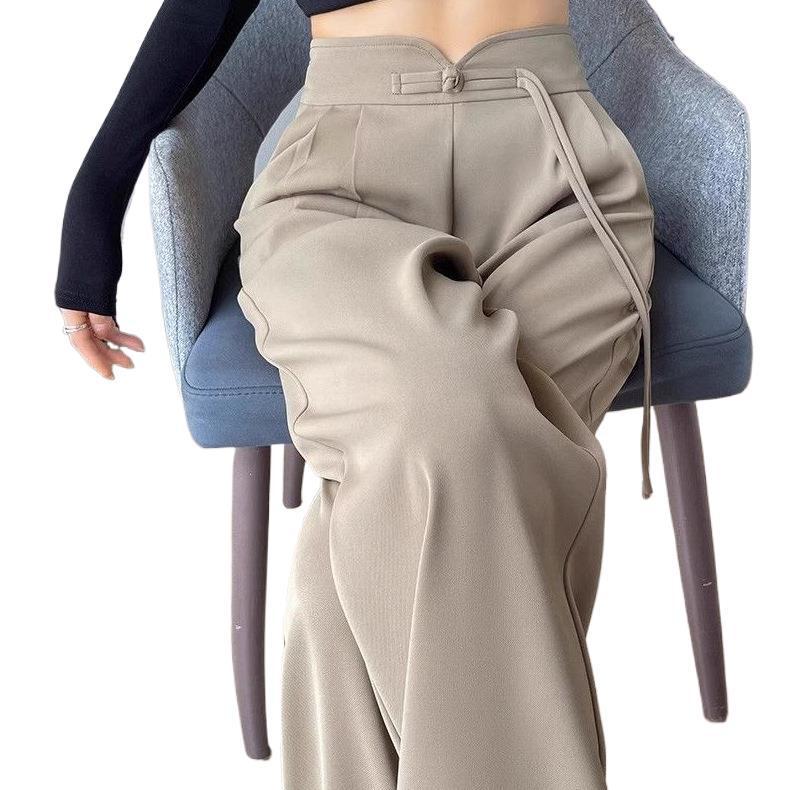 Women's High-Waist Pleated Wide-Leg Suit Pants - Spring/Summer New Arrival