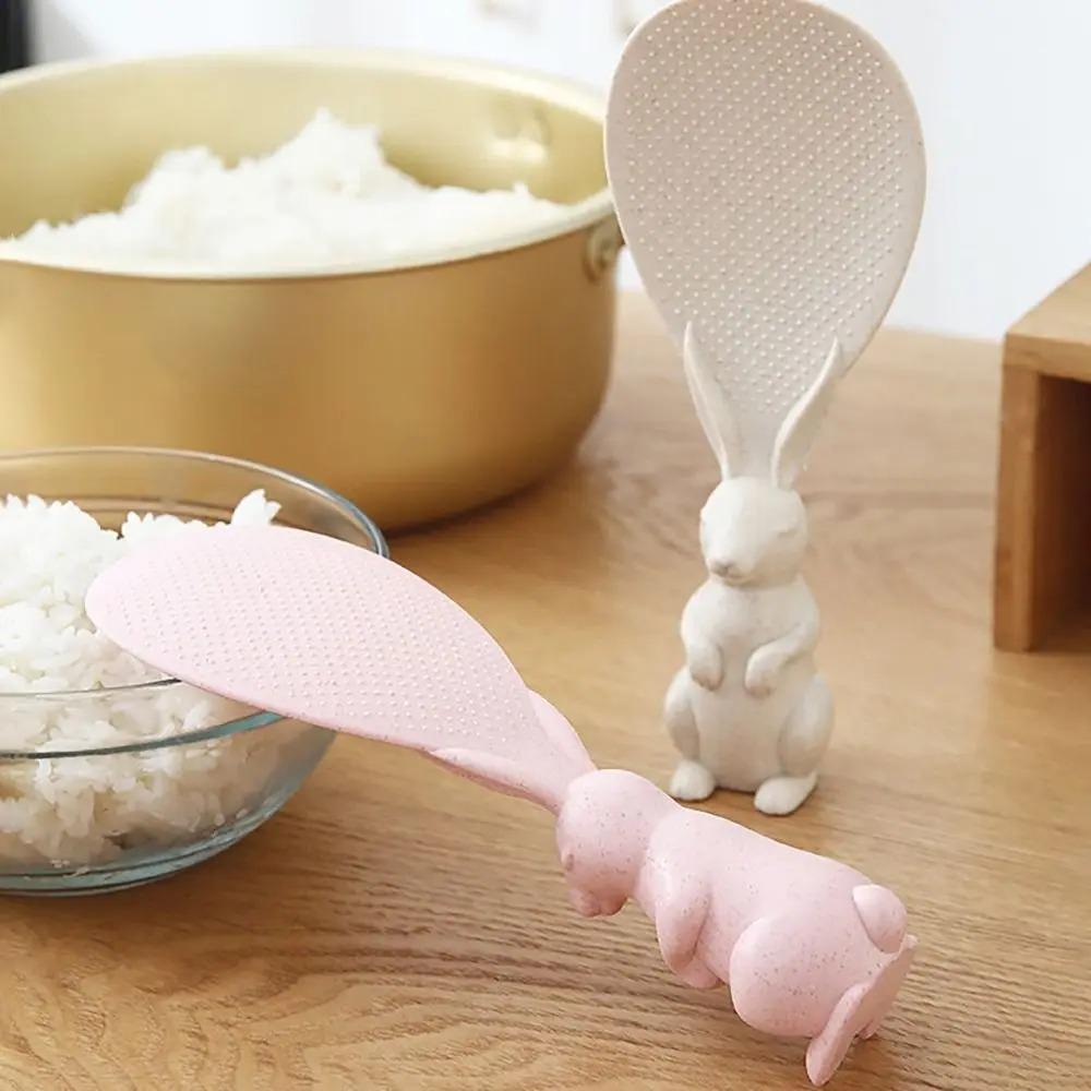 Plastic Rice Spoon Cute Kitchen Accessories Rabbit Handle Rice Shovel Non-stick Rice Scoop Home Kitchen