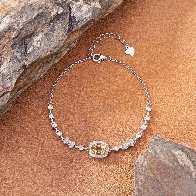 Natural Garnet Topaz Citrine Amethyst Bracelet Women'S S925 Silver Treasure Jewelry