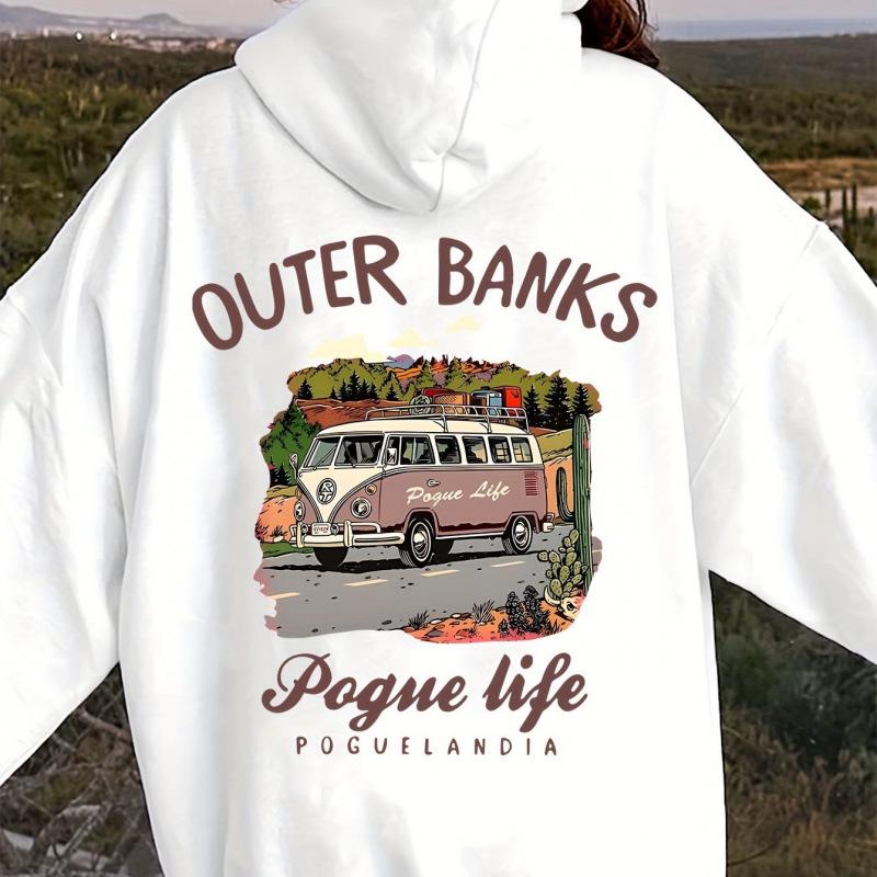 Outer Banks Pogue Life Graphic Hoodie - Casual Polyester
