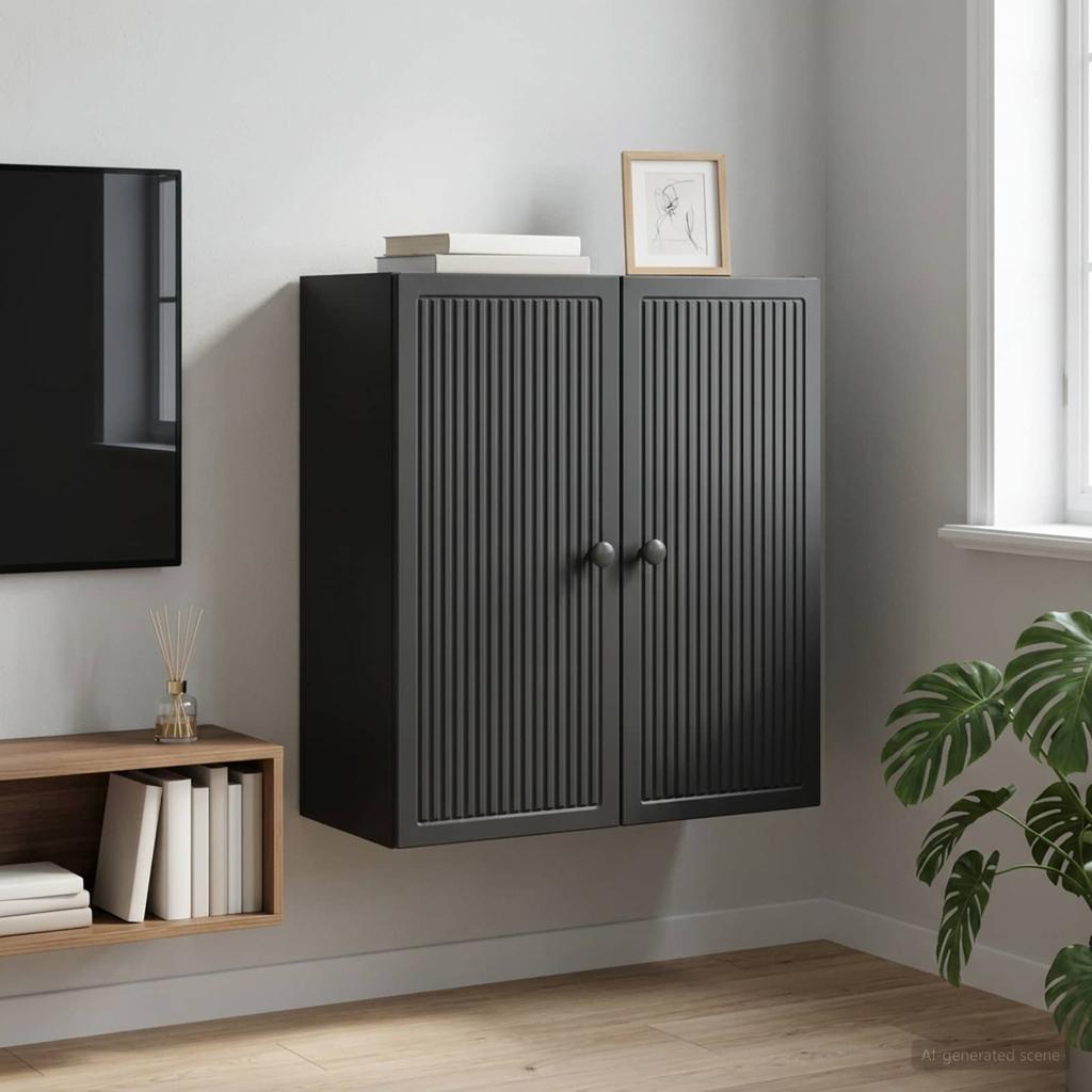 Wall Mounted Cabinet Black 59 X 31 X 60 Cm Engineered Wood
