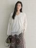 Elegant 3D Embroidered Lace V-Neck Double-Layer See-Through Top for Women