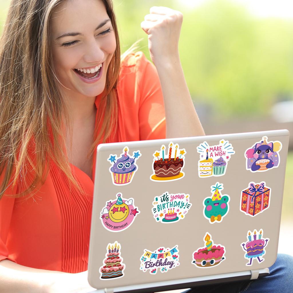 50 Happy Birthday Party Graffiti Aufkleber Party Kuchen Kerze Luftballons Happy Birthday Aufkleber