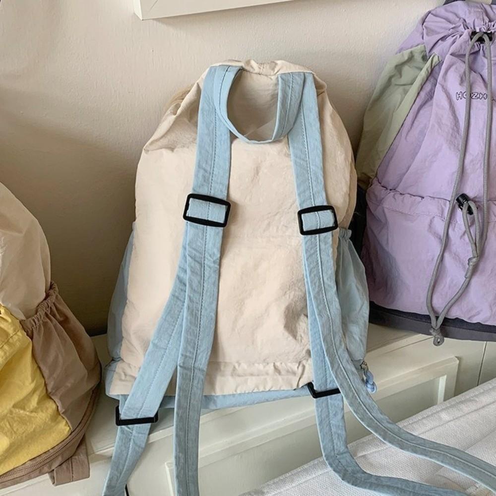 Simple Nylon Shoulder Bags Leisure Student Schoolbag Casual Drawstring Backpack  Unisex
