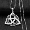 Nordic Viking Celtic Knot Stainless Steel Box Chain Unisex Necklace with Vintage Rune Pendant