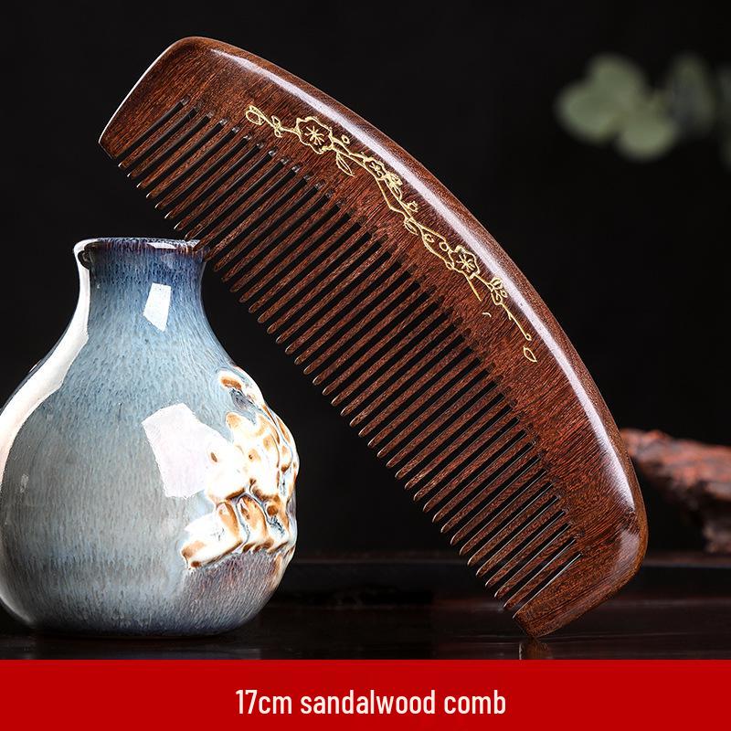 Natural Anti-Static Peach Wood Comb for Men & Women’s Long Hair with Buffalo Horn