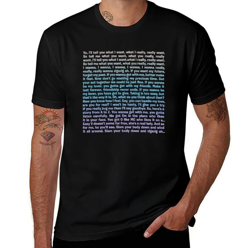 Wannabe Spice Girls (Lyrics) V4 Tshirt Festival Casual Short Sleeve