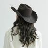 100% Wool Curved-brimmed Western Cowboy Hat Solid Color Felt Fedora Hats Fascinator Women Men Party Dress Hats