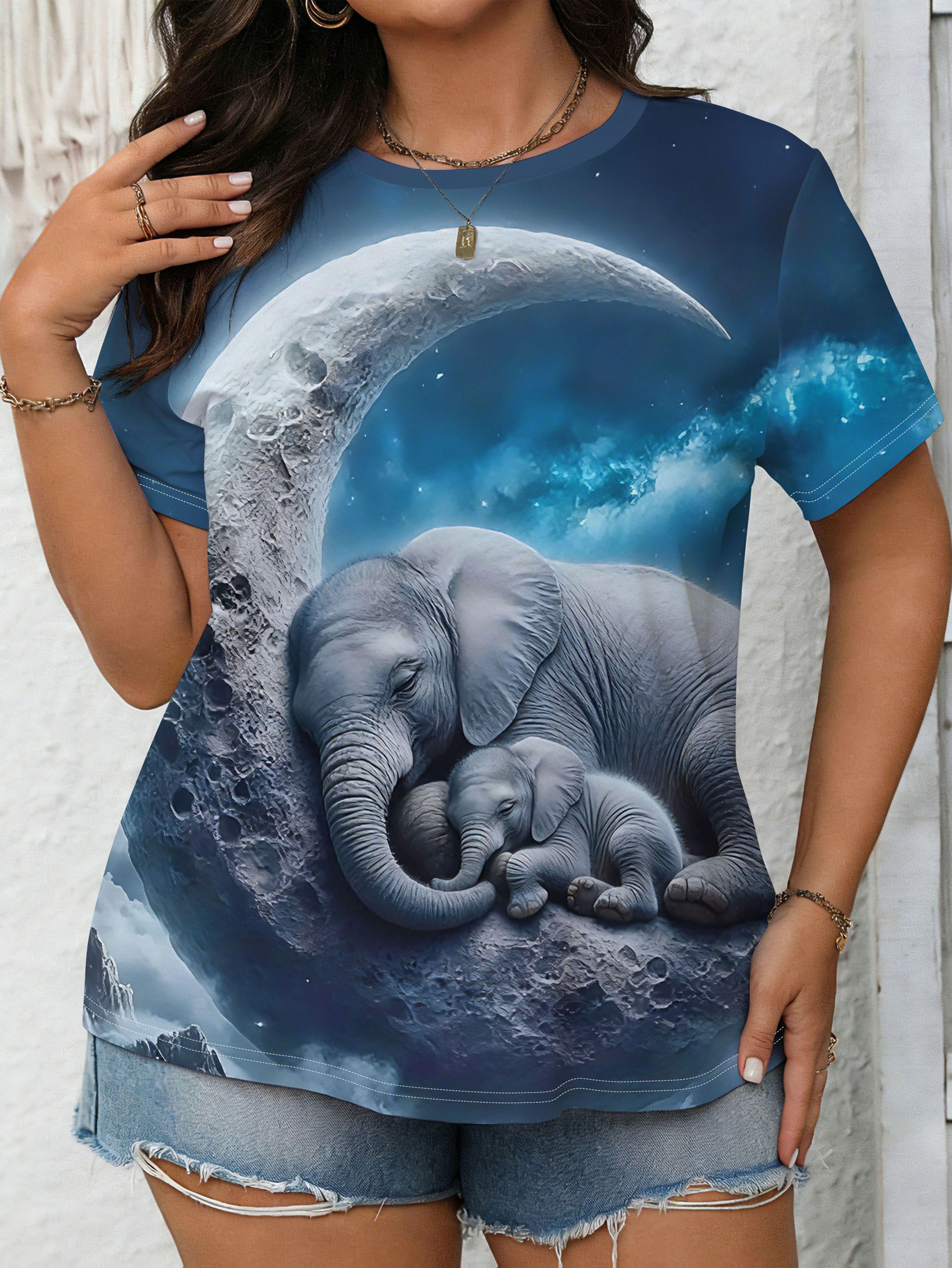 

SpringSummer Plus Size Women s Mother Elephant and Elephant Cuddling Print Round Neck Casual Sport T-Shirt. Soft and Comfortable Machine-washable Fabr XL дубильна кора