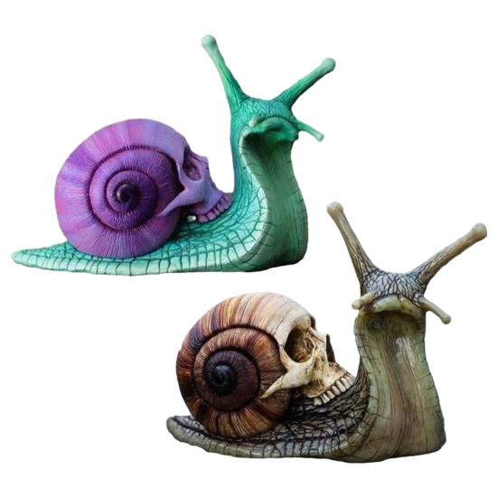 Lebková šnečí zahradní socha Halloweenská lebková šnečí socha Pryskyřičná gotická šnečí kostra Dekorace pro terasu trávník Domov Kancelářský stůl Dekor