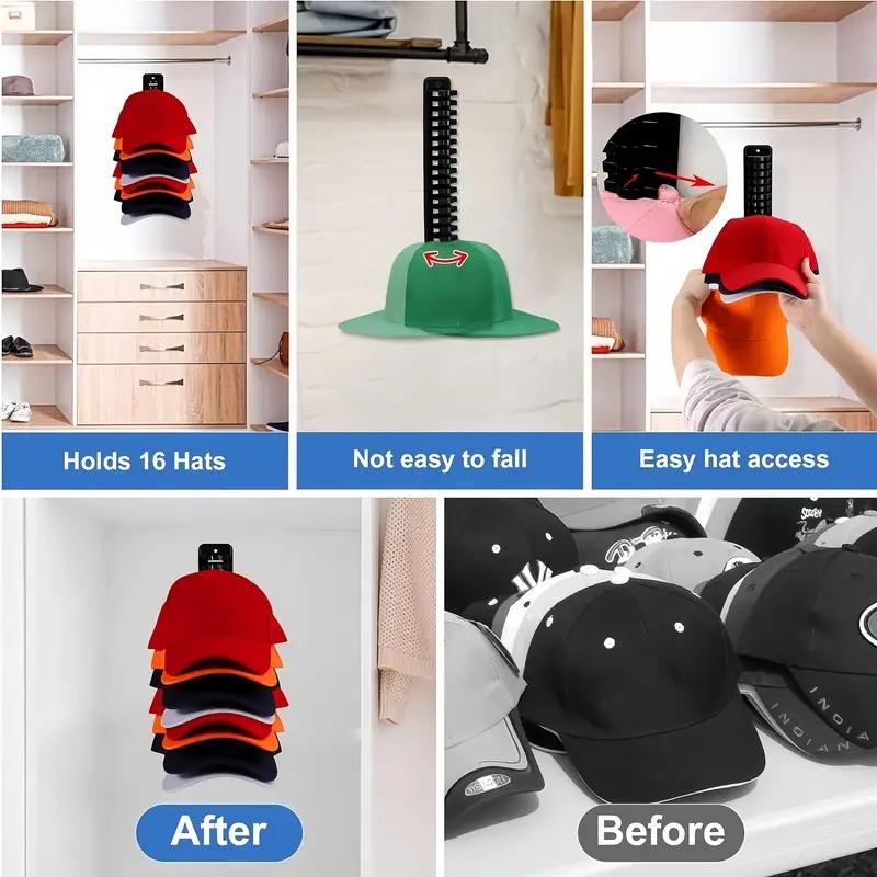 Space Saving Baseball Cap Storage Rack Adhesive Wall Mounted Up To 16 Caps Multifunctional Display Storage Rack Doors Or Closets