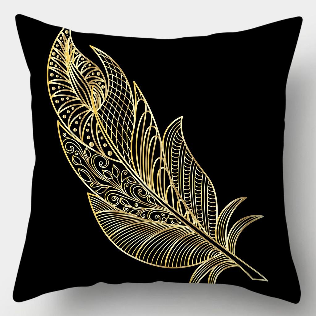 Black Gold Pattern Pillowcase Square Sofa Pillowcase Creative Pattern Cushion Cover