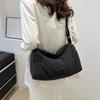 Solid Color Simple Crossbody Bag Large Capacity Canvas Pillow Bag Versatile Shoulder Bag  Student