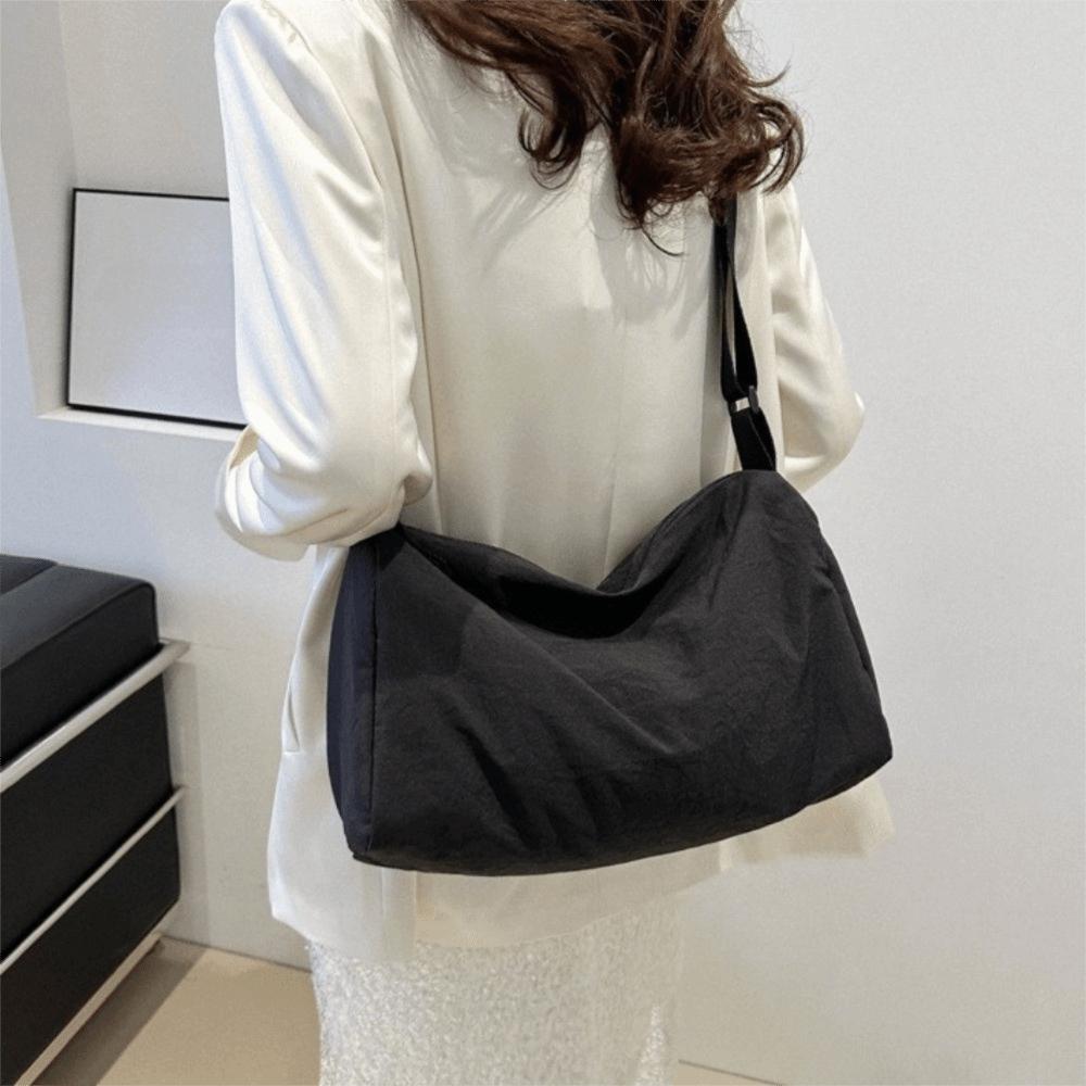Solid Color Simple Crossbody Bag Large Capacity Canvas Pillow Bag Versatile Shoulder Bag  Student