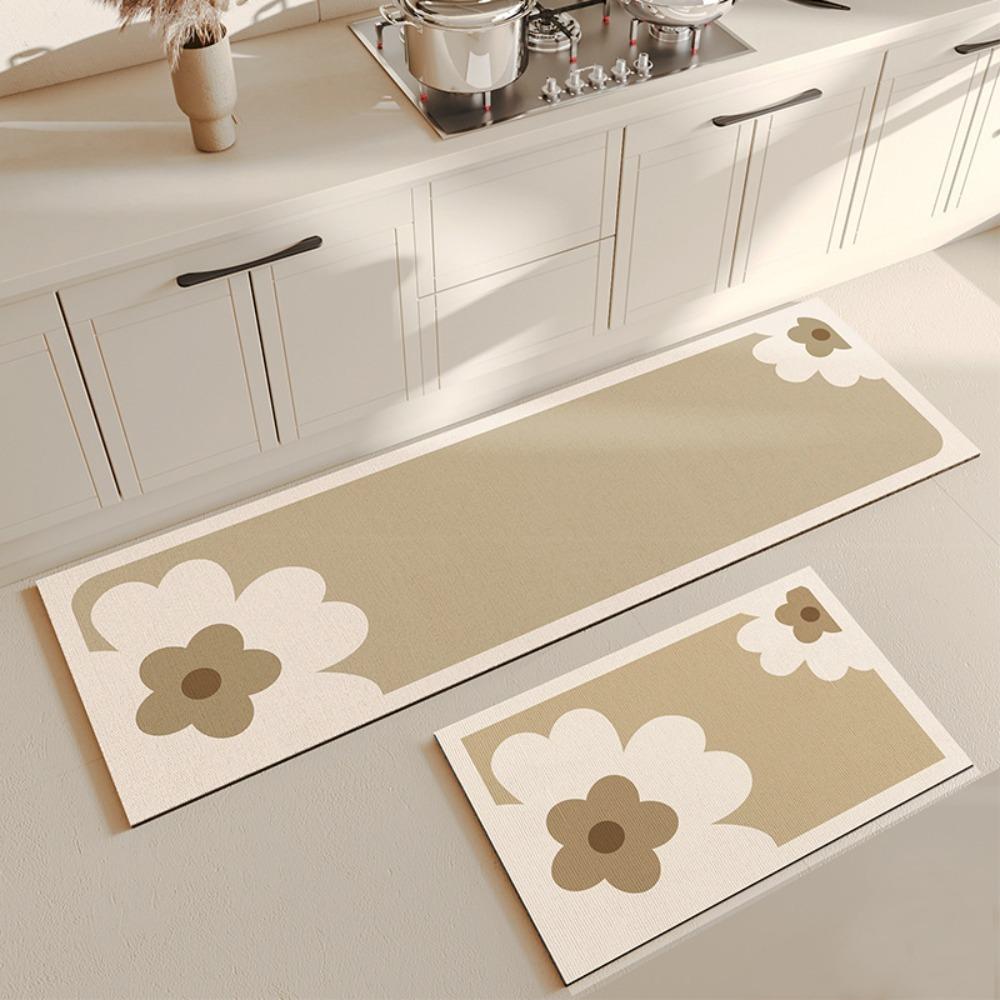 Practical Geometry Pattern Kitchen Floor Mat Extended Absorbent Kitchen Carpet Rectangular Thickened Doormat Corridor