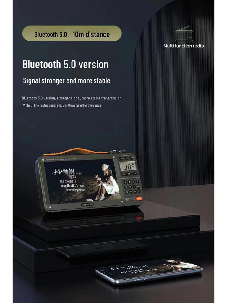 Sansui F51 7" Video Radio: Bluetooth Storytelling & Opera Player for Seniors with Card Slot