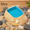 Hermit Crab Water Dish Beach Pool Habitat Ornament with Climbing Ramp & Starfish Shell Simulation Swimming Conch Decor, Reptile Decoration for