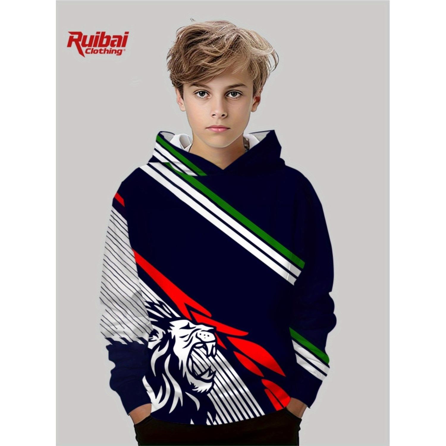 

New 3D printed hooded sweatshirt, fashionable long sleeved hooded sweatshirt, comfortable pullover for boys and girls, children s hoodie 13-14Y