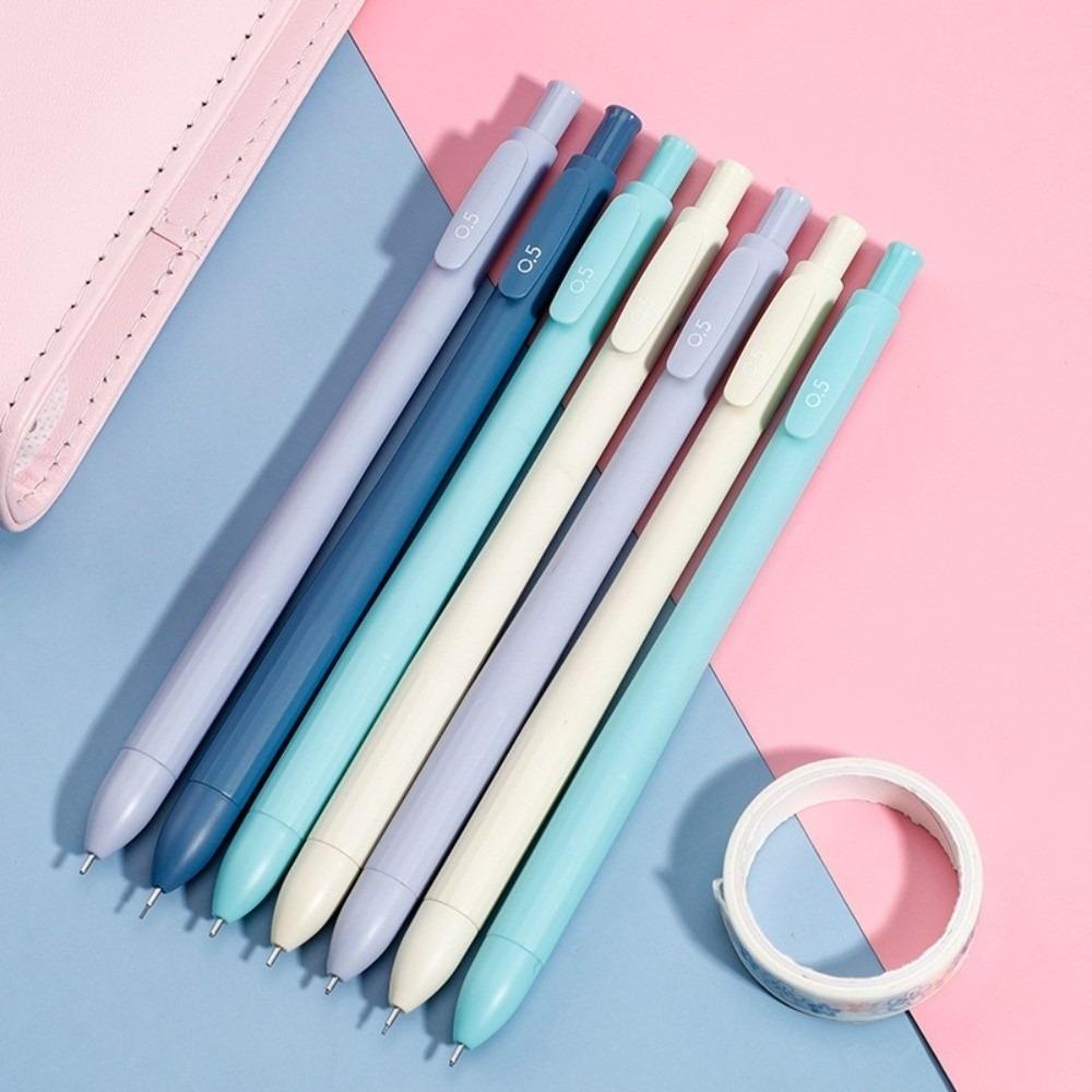 6/12pcs Triangular Barrel Mechanical Pencils Morandi Click Propelling Pencils Students Gift