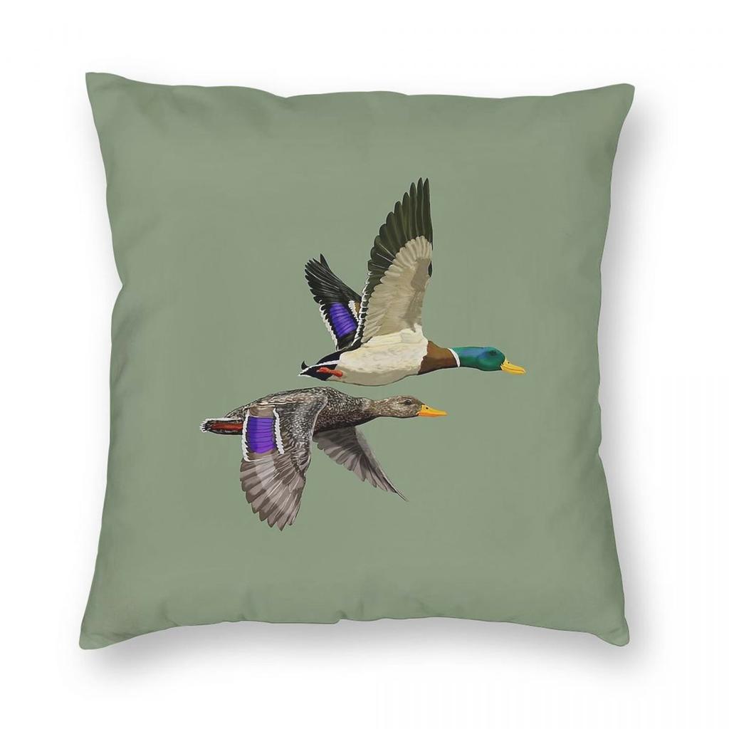 Pair Of Mallard Ducks In Flight Square Pillowcase Polyester Linen Velvet Pattern Zip Decor Throw Pillow Case Sofa Cushion Cover